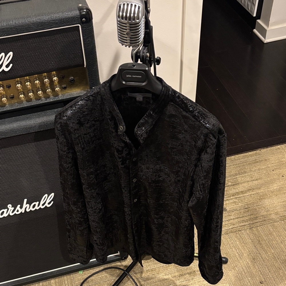 John Varvatos black Textured Velvet Shirt Jacket